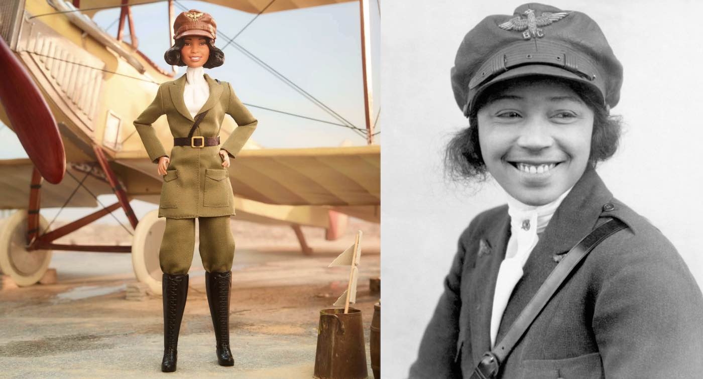 Obrázek: barbie-doll-mattel-released-bessie-coleman-1923-pubdomain-wikipedia